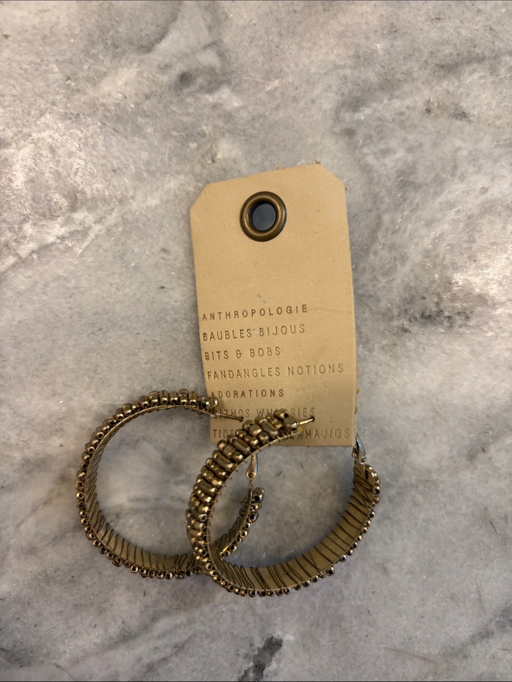 Anthropologie Textured Gold Hoop Earrings